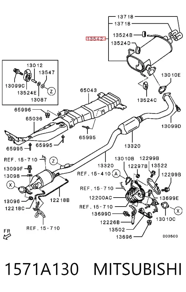 Tłumik, tylna część 1571A130 Mitsubishi
