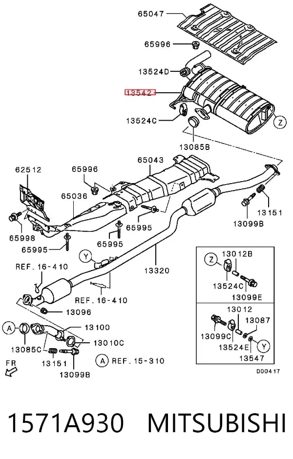 Tłumik, tylna część 1571A930 Mitsubishi