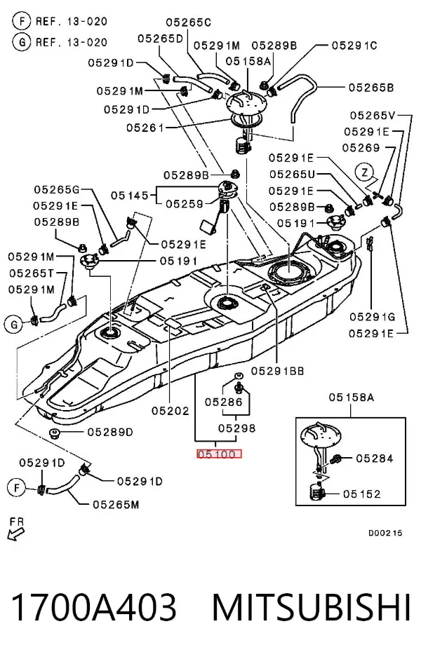 Zbiornik paliwa 1700A403 Mitsubishi