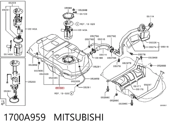 Zbiornik paliwa 1700A959 Mitsubishi