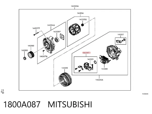 Regulator alternatora (przekaźnik ładowania) 1800A087 Mitsubishi