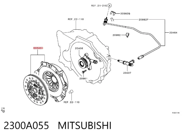Zestaw sprzęgła (3 części) 2300A055 Mitsubishi