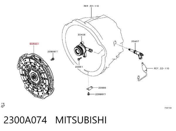 Zestaw sprzęgła (3 części) 2300A074 Mitsubishi