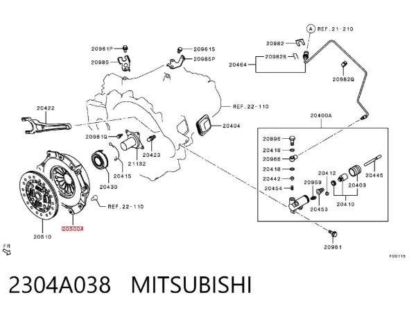 Docisk sprzęgła 2304A038 Mitsubishi