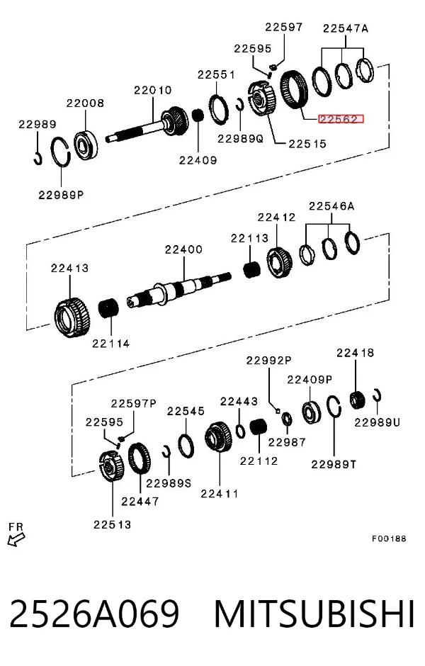 Sprzęgło synchronizatora, obejma zewnętrzna 3/4 biegu 2526A069 Mitsubishi