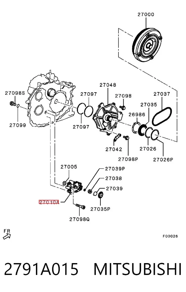 Pompa oleju automatycznej skrzyni biegów 2791A015 Mitsubishi