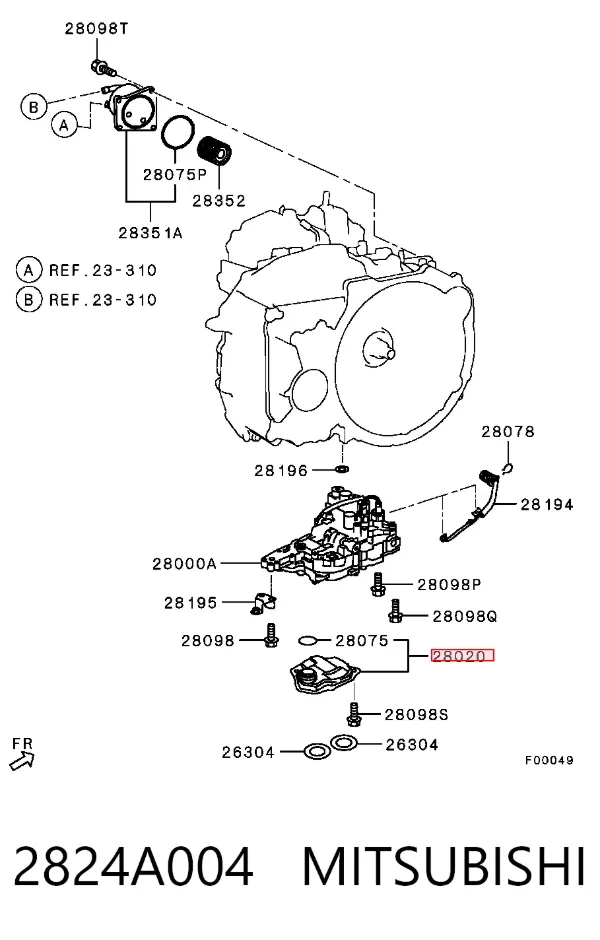 Filtr automatycznej skrzyni biegów 2824A004 Mitsubishi