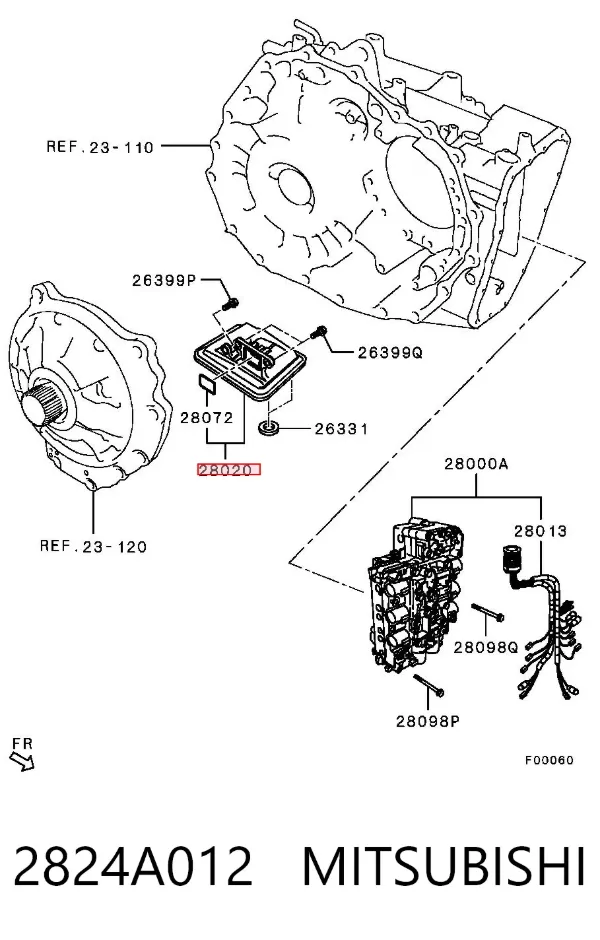 Filtr automatycznej skrzyni biegów 2824A012 Mitsubishi