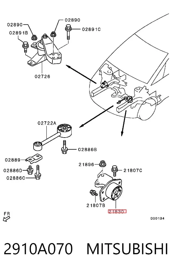 Poduszka (podpora) silnika lewa 2910A070 Mitsubishi