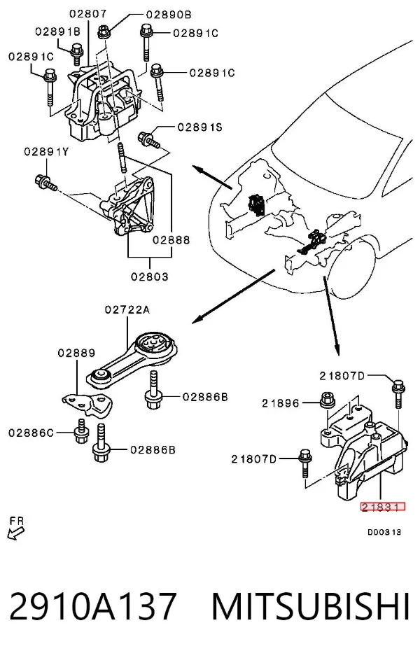 Poduszka (podpora skrzyni biegów) Mitsubishi Outlander III