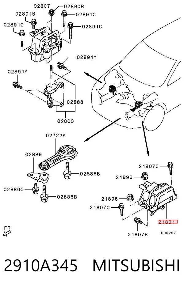 Poduszka (podpora) silnika lewa 2910A345 Mitsubishi