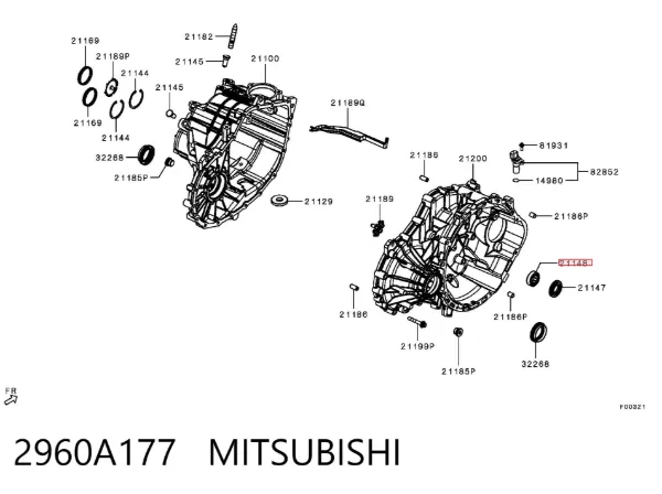 Łożysko wału sprzęgłowego skrzyni biegów 2960A177 Mitsubishi