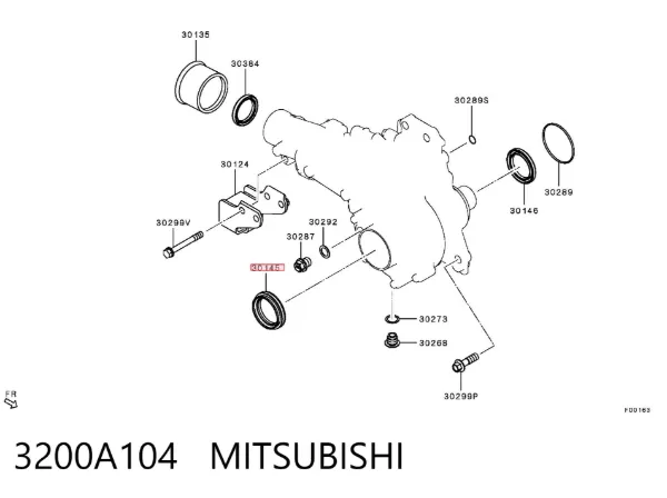 Uszczelniacz półosi prawej mostu przedniego 3200A104 Mitsubishi