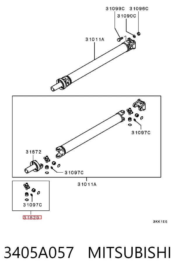Krzyżak wału Cardana tylnego 3405A057 Mitsubishi
