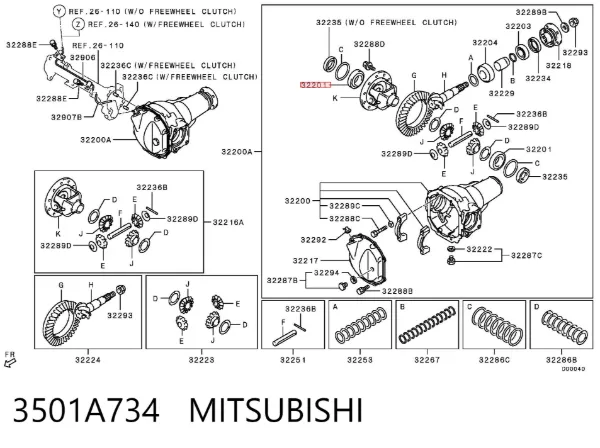 Łożysko półosi mostu tylnego wewnętrzne 3501A734 Mitsubishi