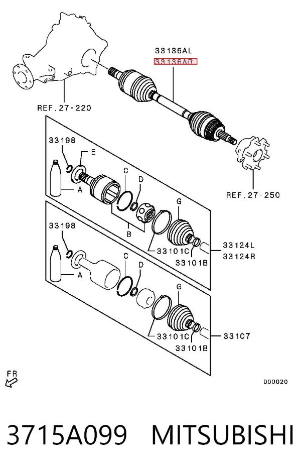 Półoś tylna prawa 3715A099 Mitsubishi