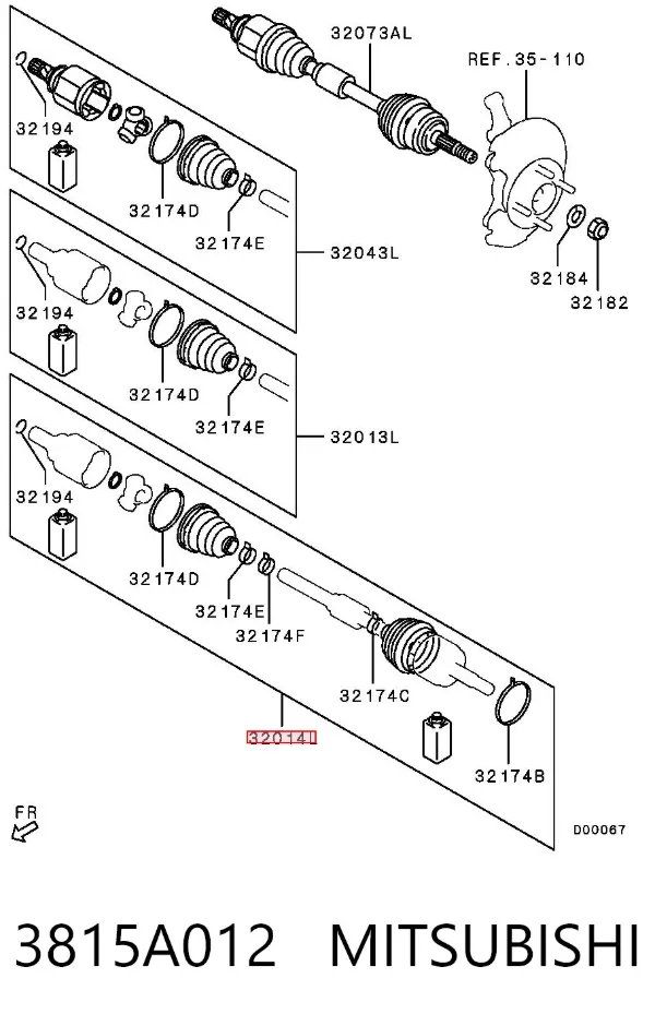 Osłona przegubu homokinetycznego półosi przedniej zewnętrzna 3815A012 Mitsubishi