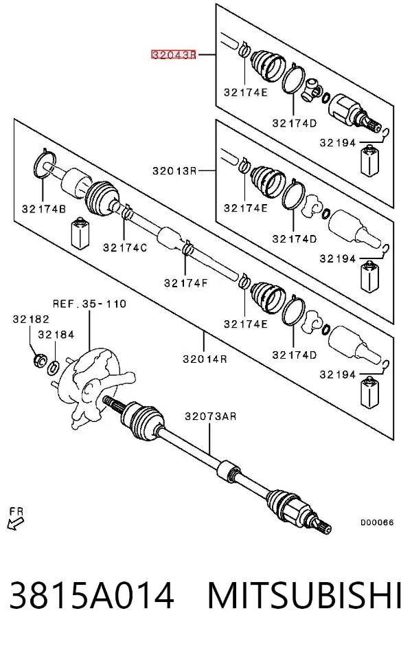 Przegub homokinetyczny przedni wewnętrzny 3815A014 Mitsubishi