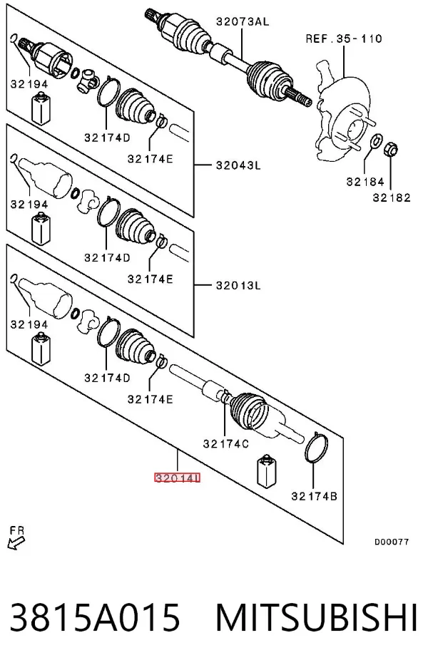 Osłona przegubu homokinetycznego półosi przedniej zewnętrzna 3815A015 Mitsubishi