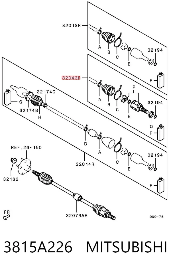 Przegub homokinetyczny przedni wewnętrzny 3815A226 Mitsubishi