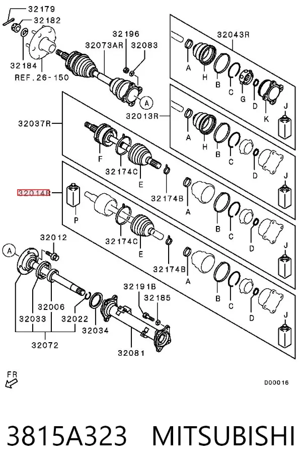 Osłona przegubu homokinetycznego półosi przedniej zewnętrzna 3815A323 Mitsubishi