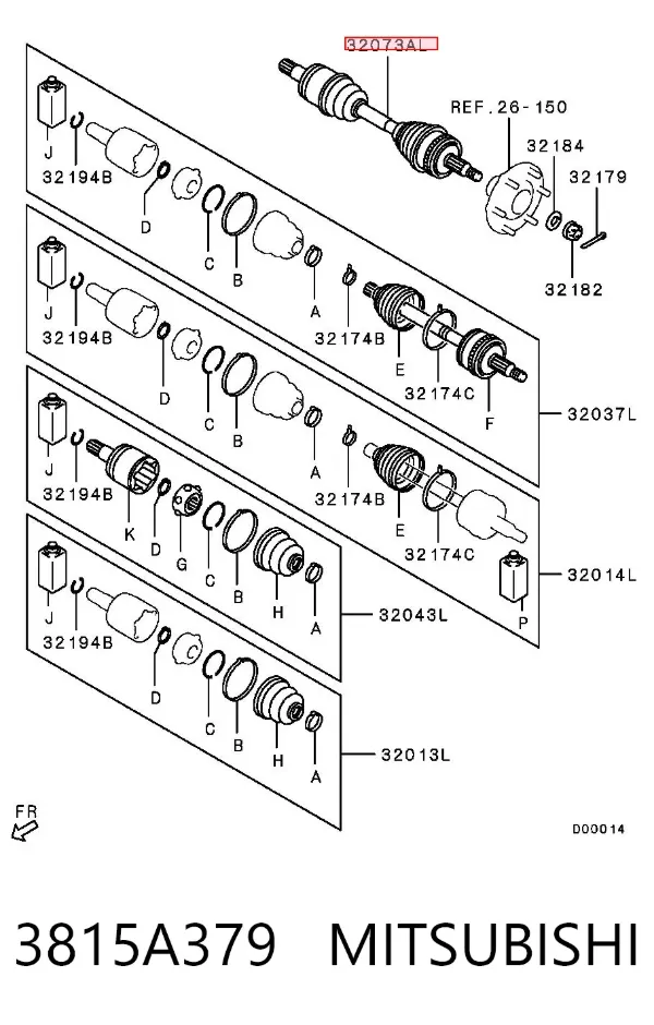Półoś napędowa przednia lewa 3815A379 Mitsubishi
