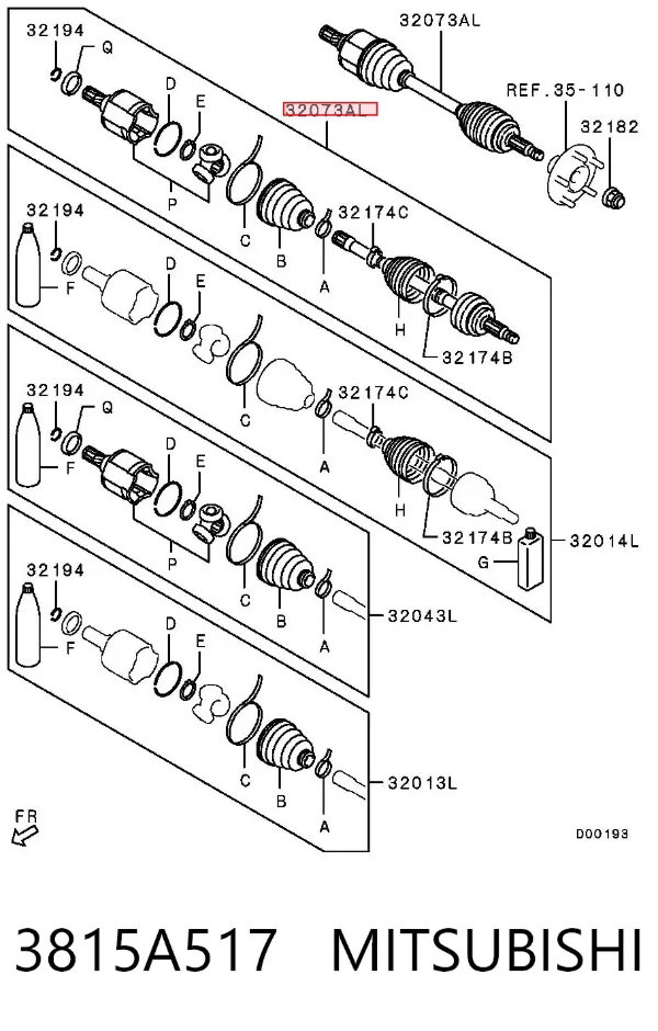 Półoś napędowa przednia lewa 3815A517 Mitsubishi
