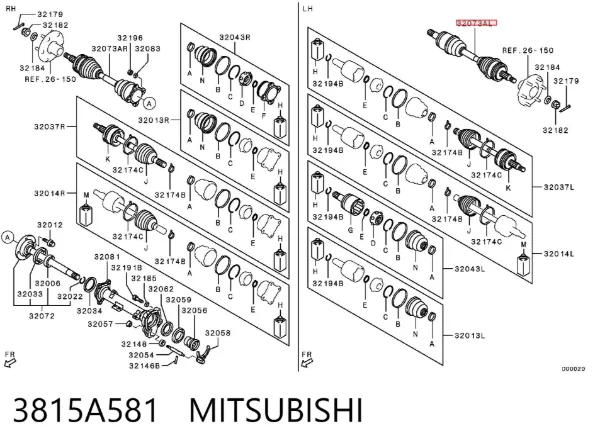 Półoś napędowa przednia lewa 3815A581 Mitsubishi