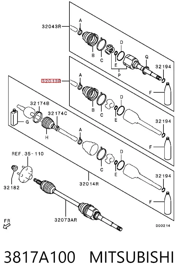 Osłona przegubu homokinetycznego półosi przedniej wewnętrzna prawa 3817A100 Mitsubishi