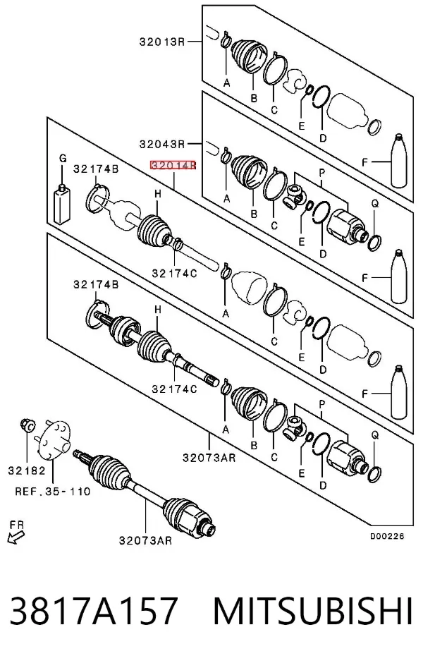 Osłona przegubu homokinetycznego półosi przedniej zewnętrzna 3817A157 Mitsubishi
