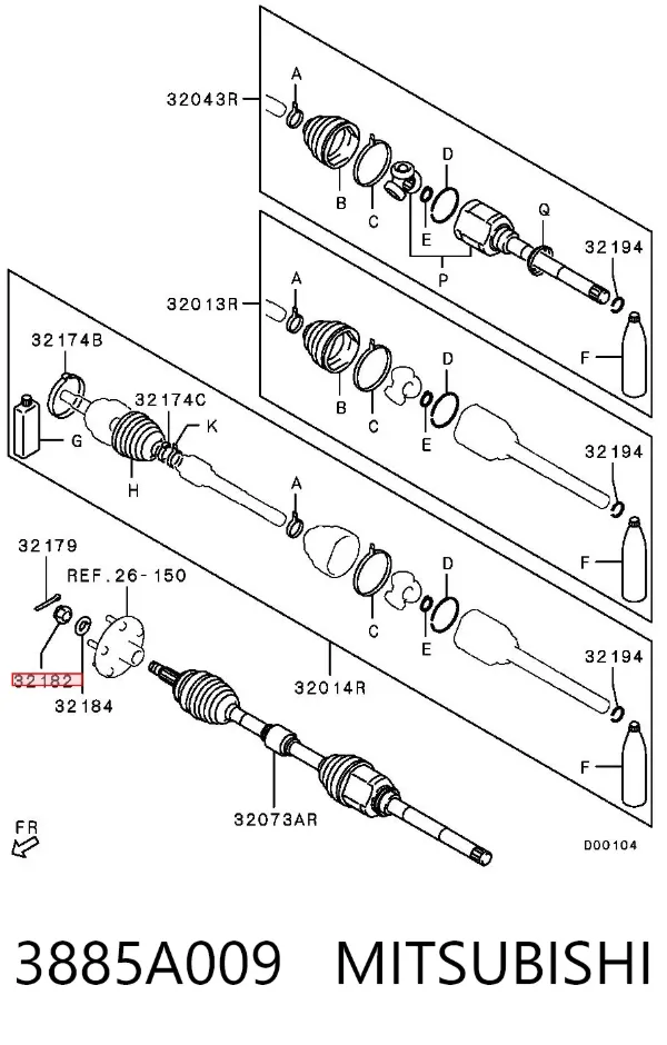 Nakrętka piasty przedniej 3885A009 Mitsubishi