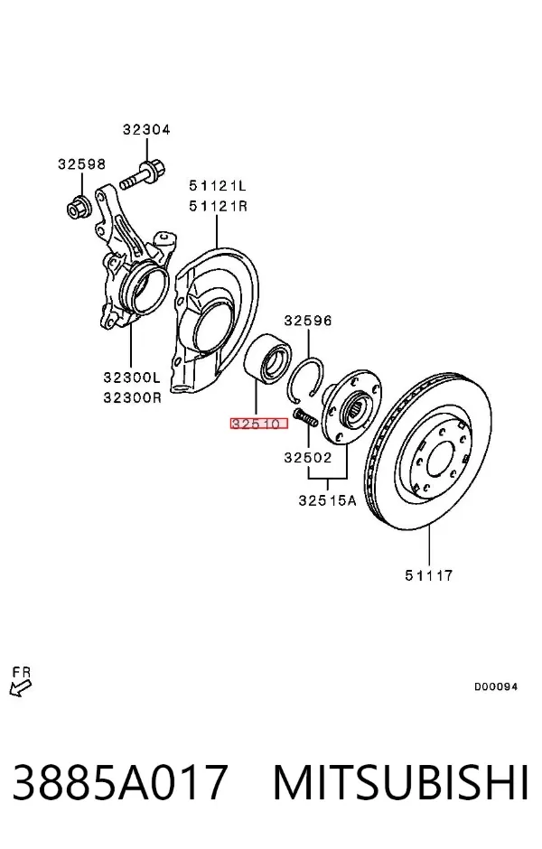 Łożysko piasty przedniej 3885A017 Mitsubishi