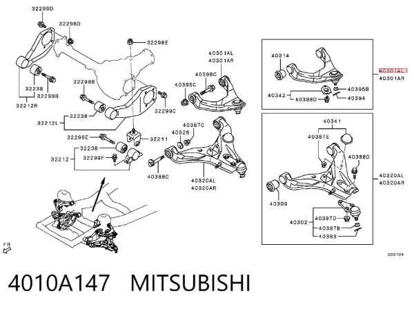 Wahacz zawieszenia przedniego górny lewy 4010A147 Mitsubishi