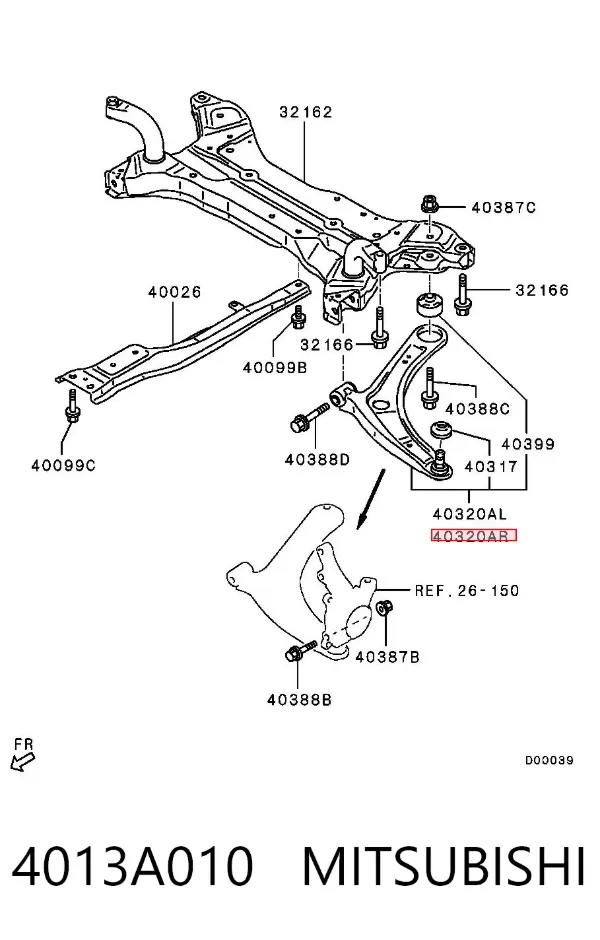 Wahacz zawieszenia przedniego dolny prawy 4013A010 Mitsubishi