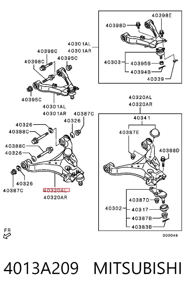Wahacz zawieszenia przedniego dolny lewy 4013A209 Mitsubishi