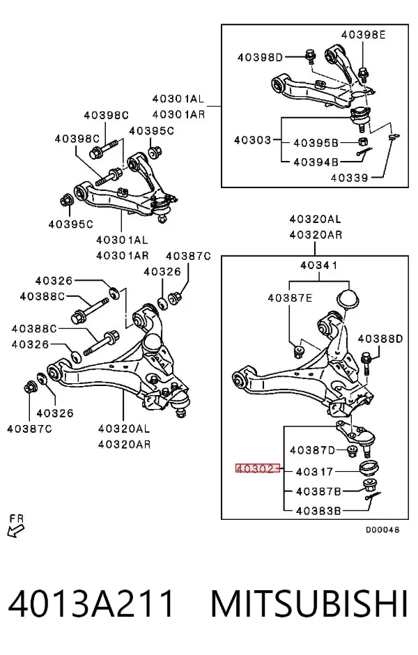 Sworzeń wahacza dolny 4013A211 Mitsubishi