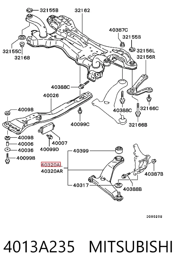 Wahacz zawieszenia przedniego dolny lewy 4013A235 Mitsubishi