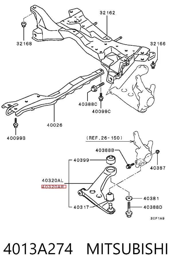 Wahacz zawieszenia przedniego dolny prawy 4013A274 Mitsubishi