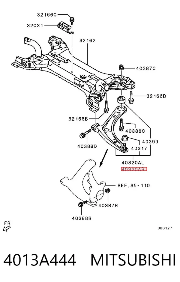 Wahacz zawieszenia przedniego dolny prawy 4013A444 Mitsubishi