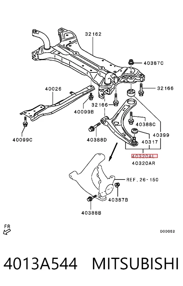 Wahacz zawieszenia przedniego dolny lewy 4013A544 Mitsubishi