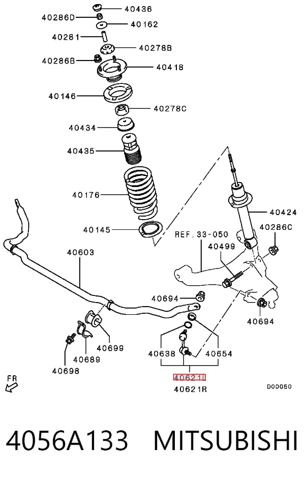 Łącznik stabilizatora przedniego lewy 4056A133 Mitsubishi