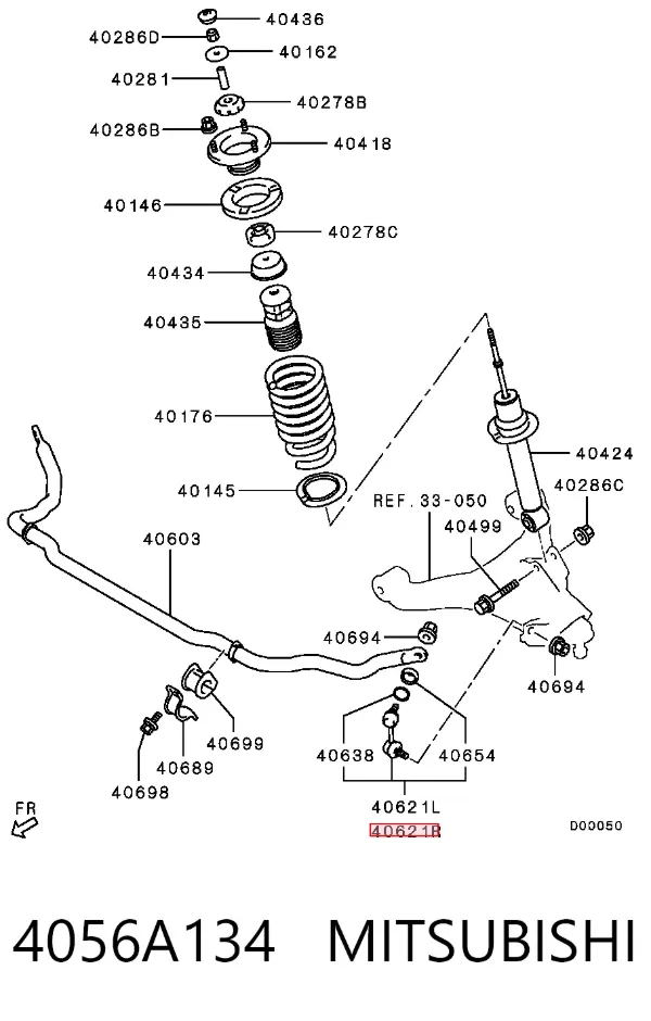 Łącznik stabilizatora przedniego prawy 4056A134 Mitsubishi