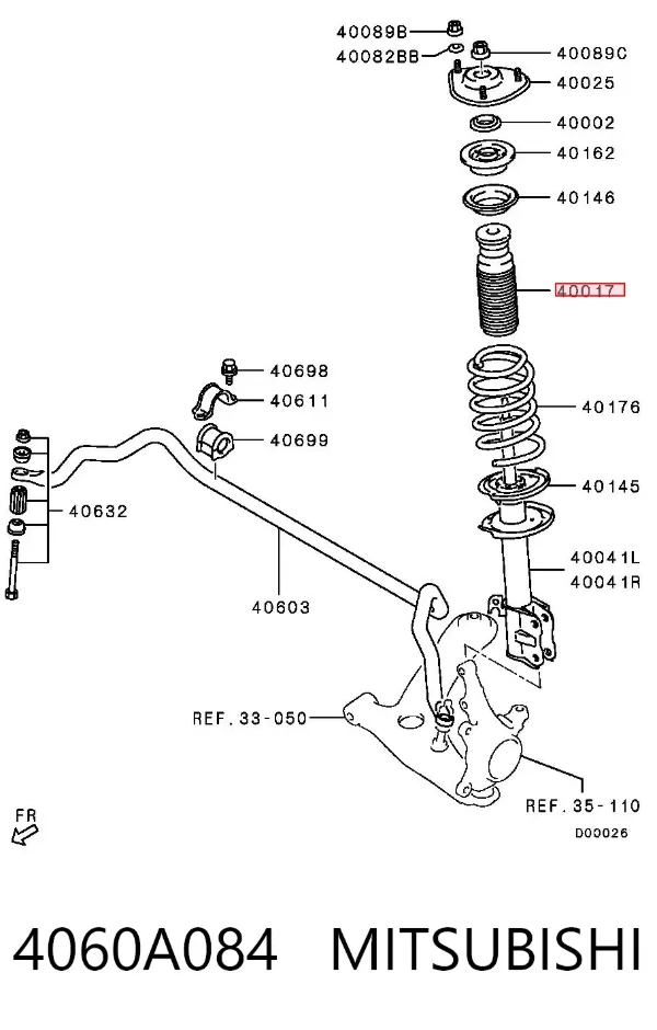 Odbój amortyzatora przedniego + osłona 4060A084 Mitsubishi