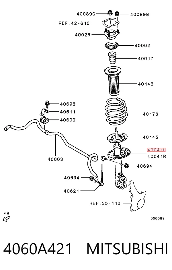 Amortyzator przedni lewy 4060A421 Mitsubishi