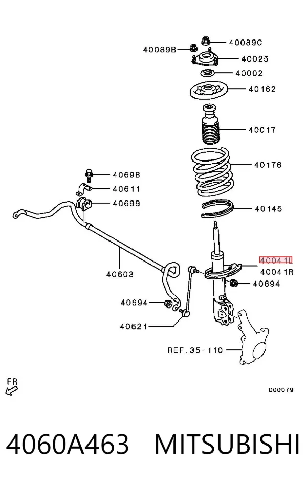 Amortyzator przedni lewy 4060A463 Mitsubishi