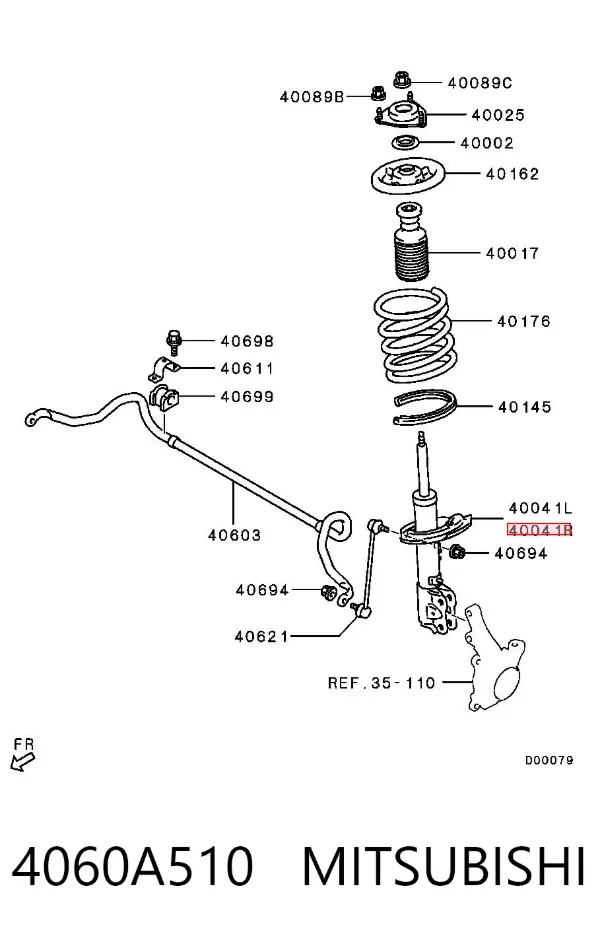 Amortyzator przedni lewy 4060A510 Mitsubishi