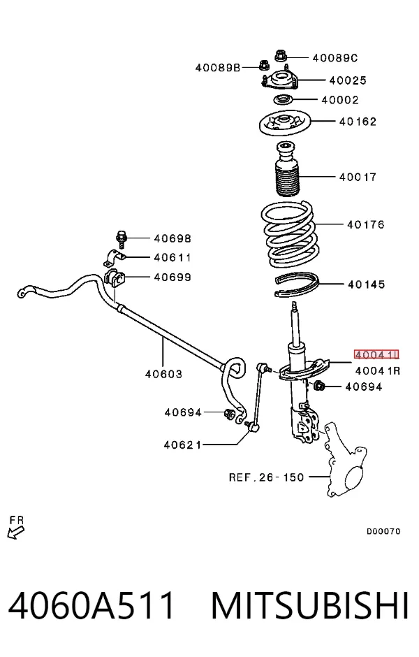 Amortyzator przedni lewy 4060A511 Mitsubishi