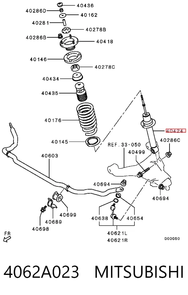 Amortyzator przedni 4062A023 Mitsubishi