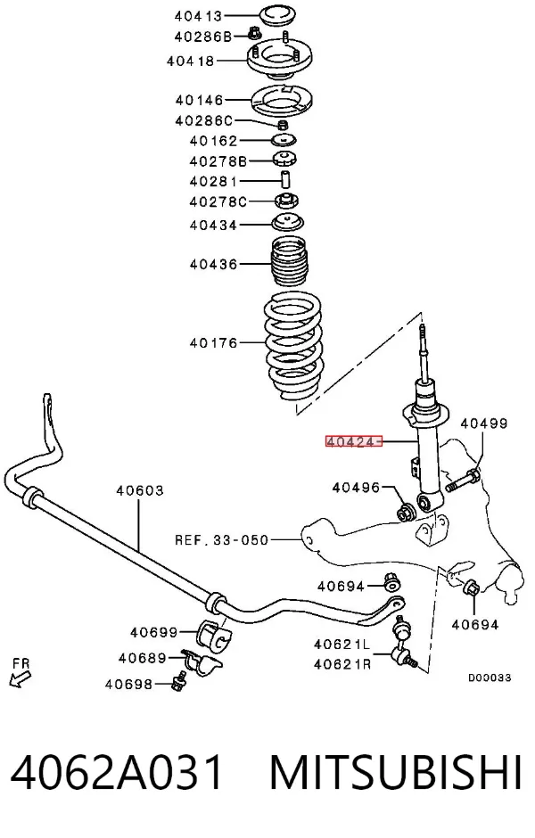 Amortyzator przedni 4062A031 Mitsubishi