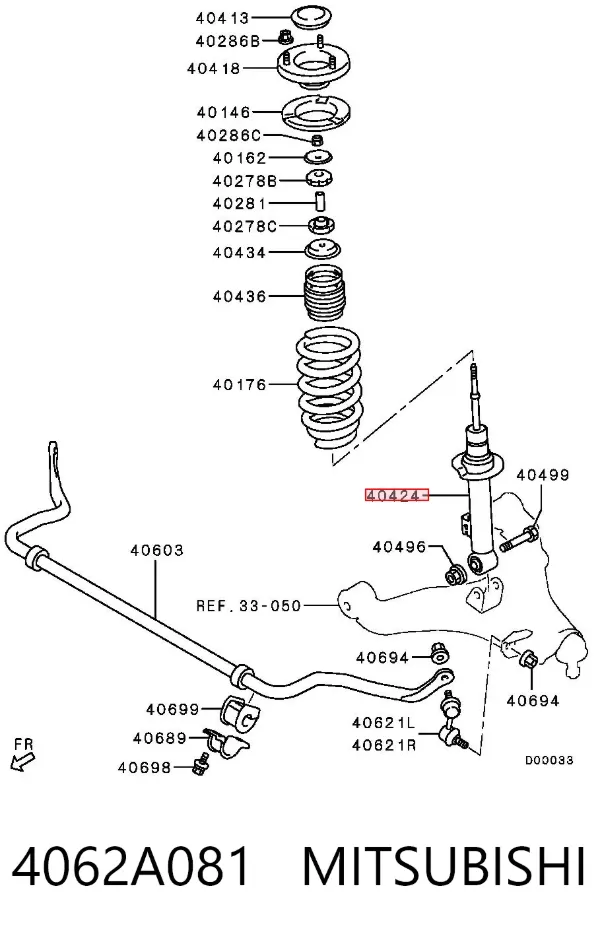 Amortyzator przedni 4062A081 Mitsubishi